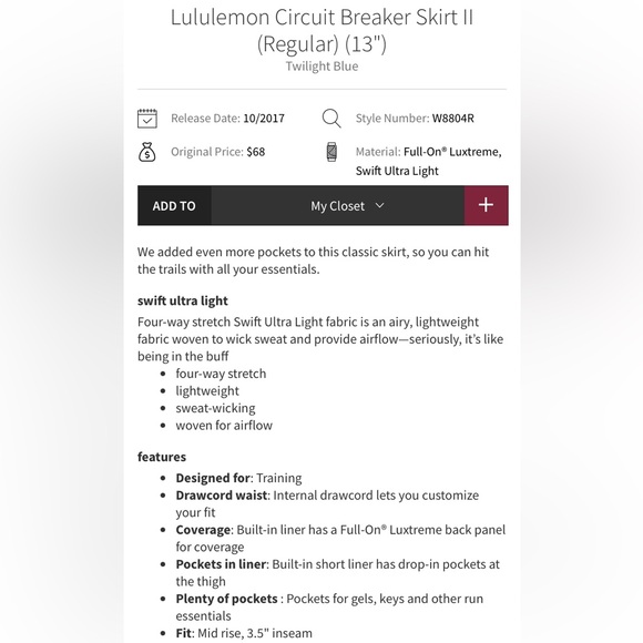 Lululemon Navy Blue Athletic Skirt 8 - Picture 3 of 6